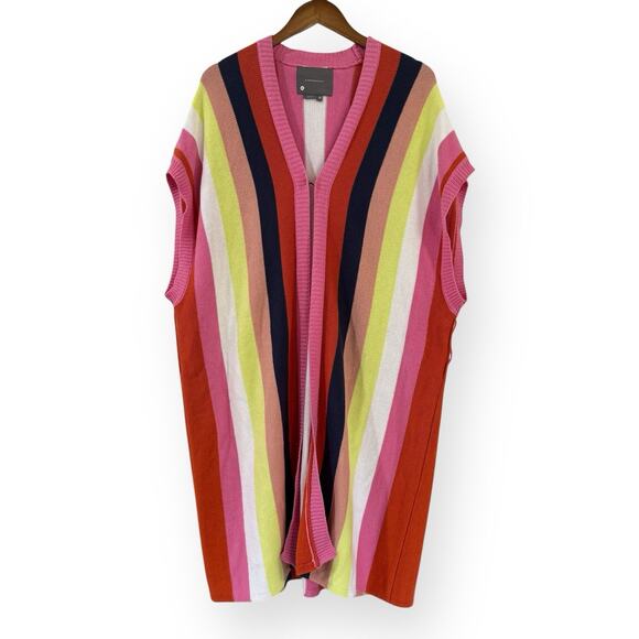 Anthropologie Rainbow Striped Sleeveless Kimono Cardigan w/o Belt One Size O/S - Picture 1 of 8